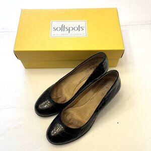 Women's Softspots Salude Black Croco Patent Pumps Size 9